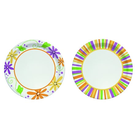 Solo Solo Paper Mixed Garden Party Stripes and Flowers Design Plate 7 in. D 48 pk RD7P